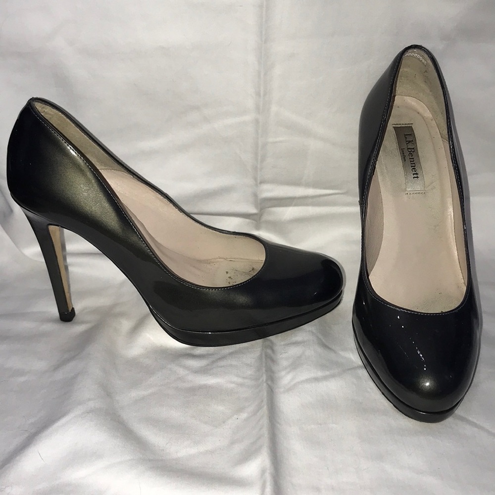 L.K. Bennet Sledge Grey Patent Size 39.5